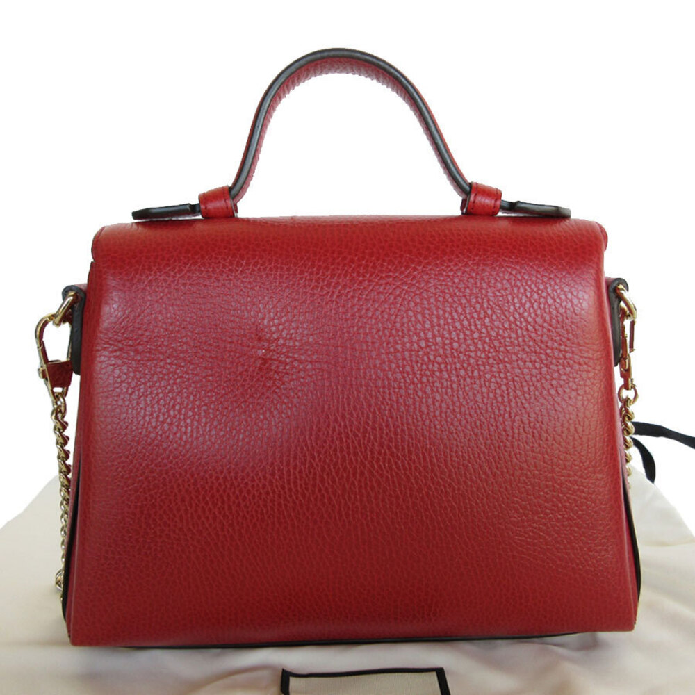 Gucci Shoulder GG 2way Bag Leather Red Interlocking Red
